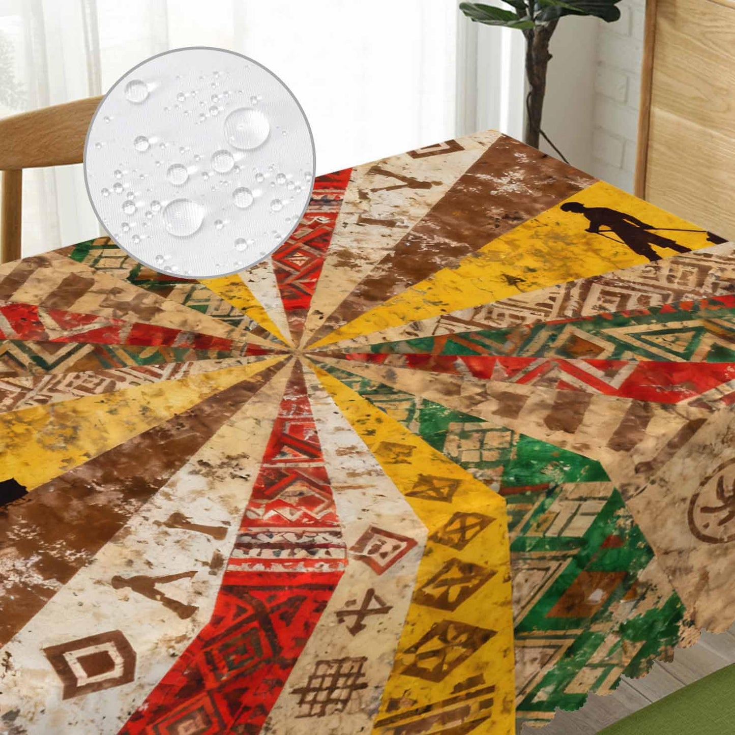 Beabes Decorative Rectangle Tablecloth 52"X70" African, Ethnic African Geometric Patchwork Grunge Wrinkle Free Table Cover Picnic Table Cloths for Parties Weddings Kitchen Tablecloth