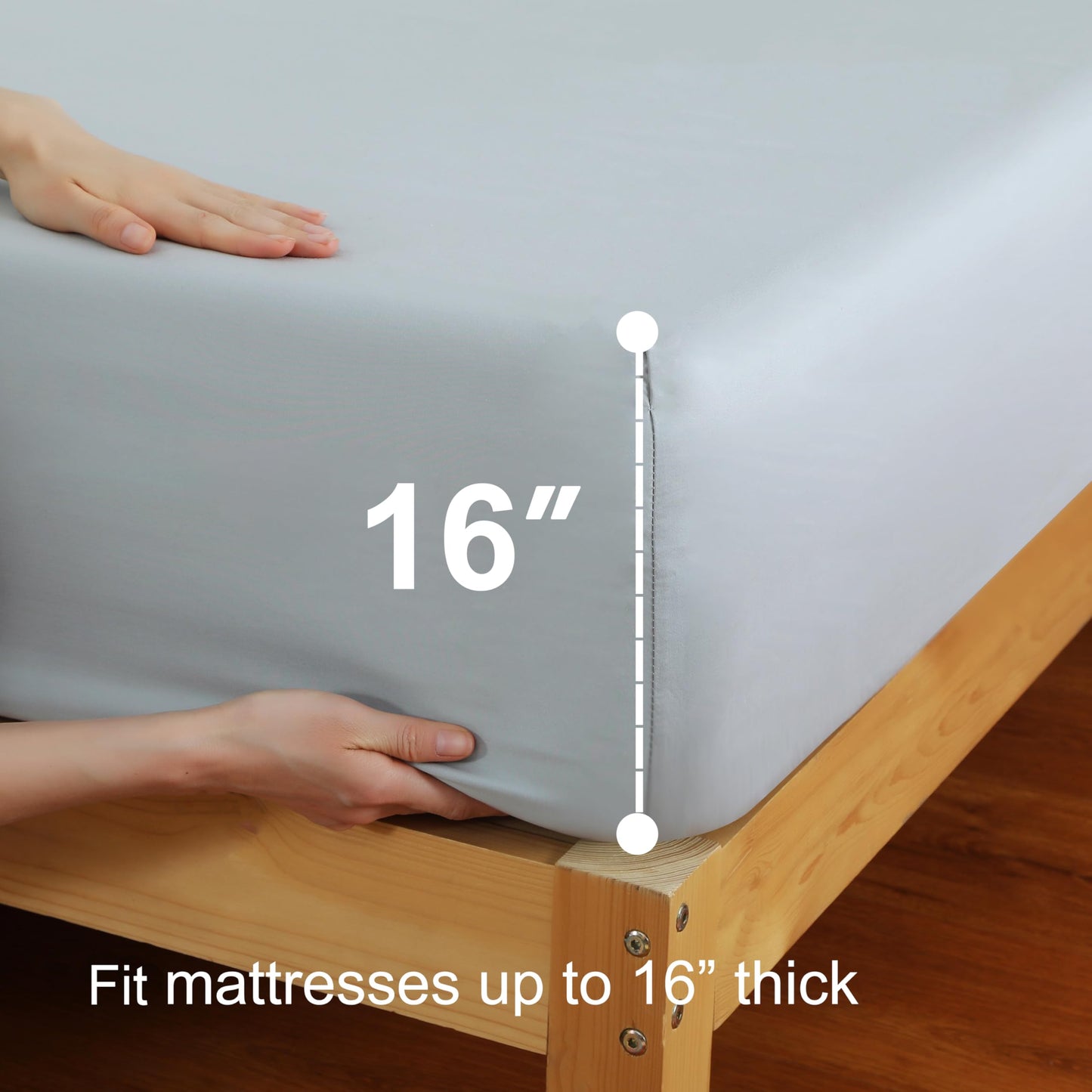 2 Pack Queen Fitted Sheets Only, 100% Egyptian Cotton, Super Soft 600 Thread Count Sateen, 16" Deep Pocket Bottom Sheets, Breathable Hotel Quality, Durable All-Around Elastic, Grey