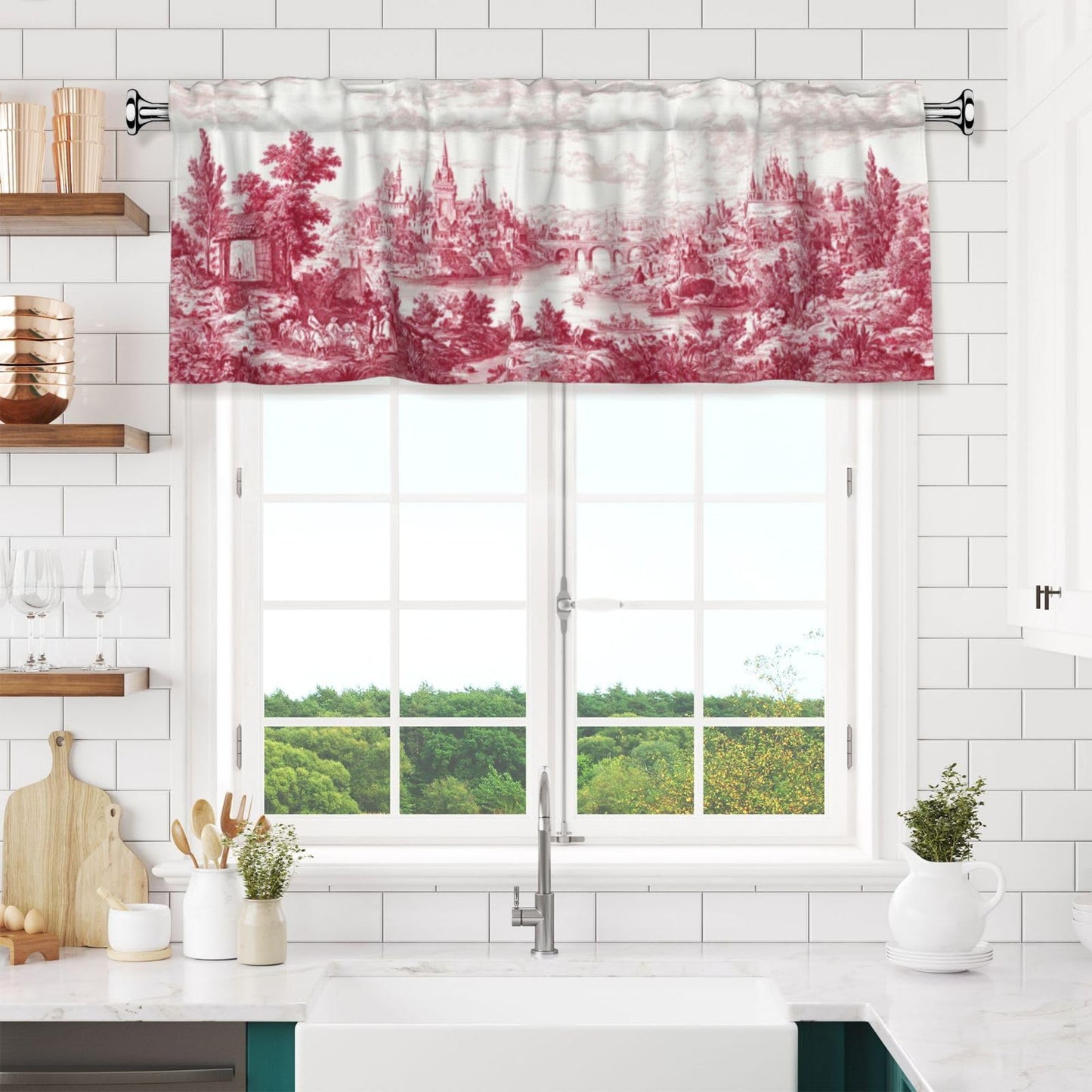 Ecixzyo French Country Valance Curtain Window Valance Treatment Decor Small Window Curtains for Bedroom Kitchen Bathroom Living Room 1 Panel 54x18in