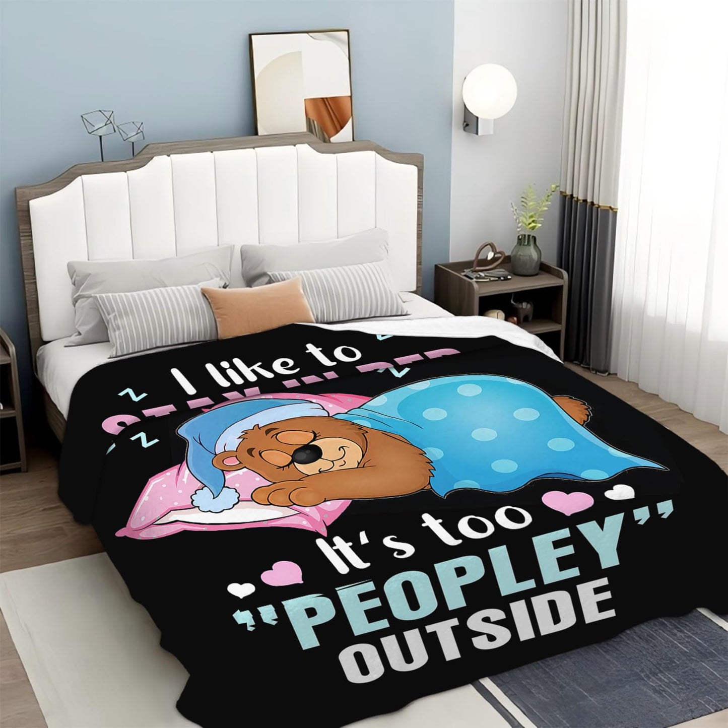 Funny Bear Throw Blanket Bear Gifts for Girls Boys Women Men Kids Adults Soft Flannel Fleece Blanket for Couch Sofa Bed Home Decor 40"x50"