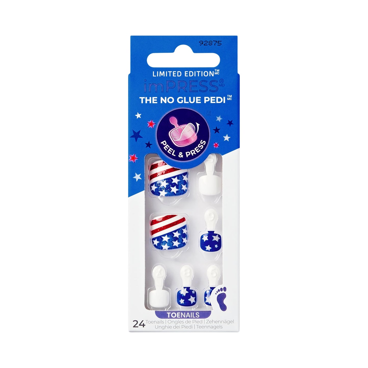 KISS imPRESS No Glue Mani Press On Nails, Design, 'Need a Vacation', Multicolor, Short Size, Squoval Shape, Includes 24 Nails, Prep Pad, Instructions Sheet, 1 Manicure Stick, 1 Mini File