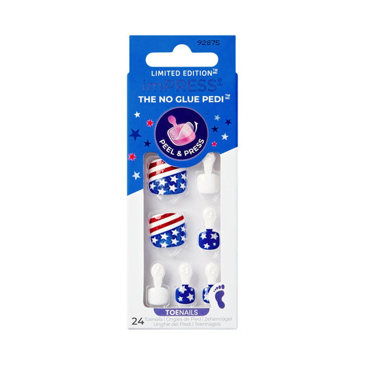 KISS imPRESS No Glue Mani Press On Nails, Design, 'Need a Vacation', Multicolor, Short Size, Squoval Shape, Includes 24 Nails, Prep Pad, Instructions Sheet, 1 Manicure Stick, 1 Mini File