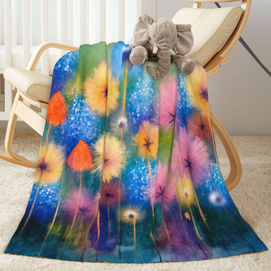 Perinsto Colorful Floral Throw Blanket Ultra Soft Warm All Season Watercolor Flowers Decorative Fleece Blankets for Bed Chair Car Sofa Couch Bedroom 50"X40"