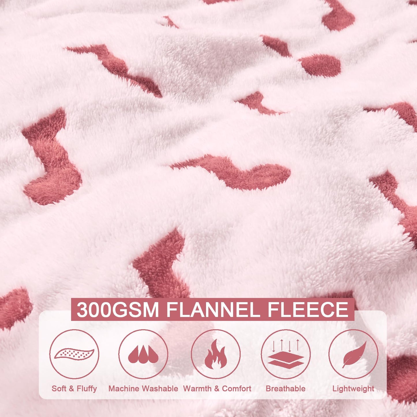 PLEVONITH Pink Throw Blankets for Bed - 3D Music Patterned Fall Blanket for Room Décor, Twin Size Blanket 60x80 Inches (300GSM)