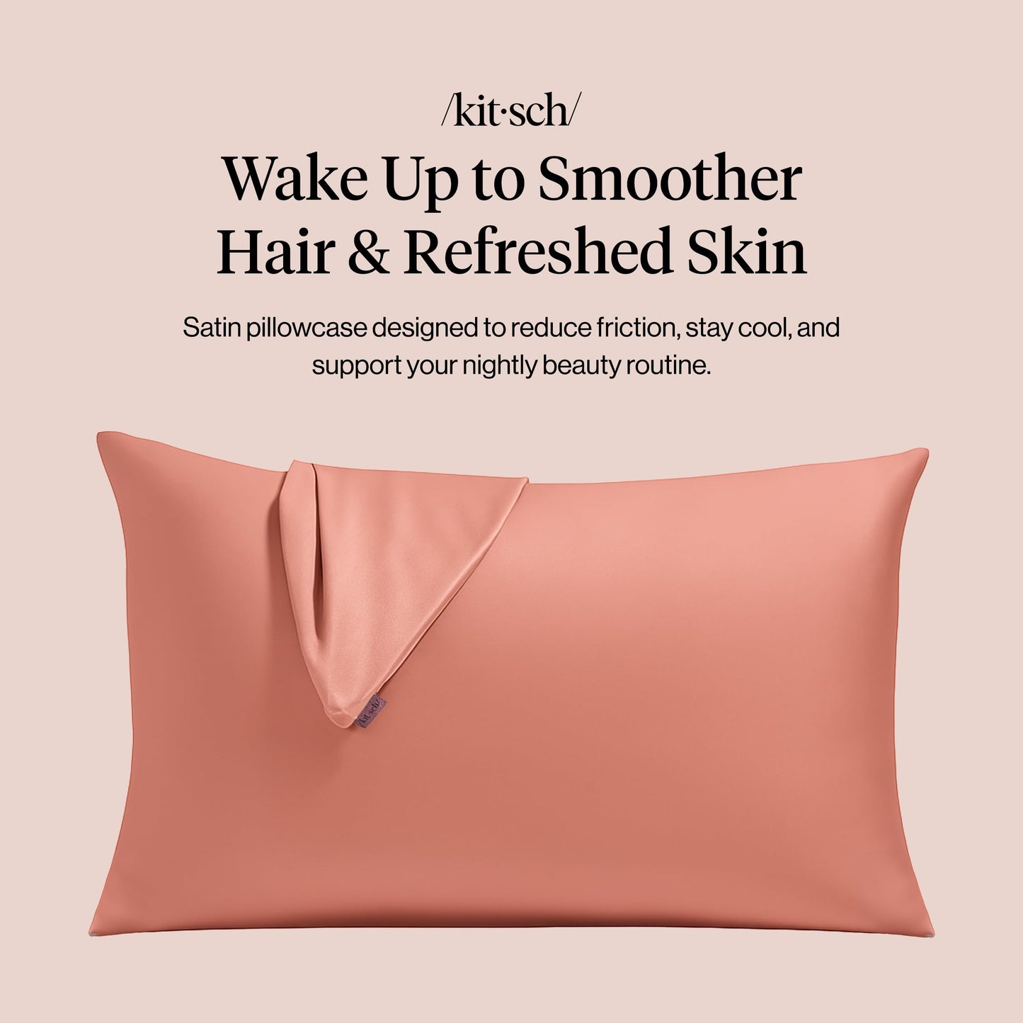 Kitsch Satin Pillowcase with Zipper for Hair & Skin - Softer Than Silk Pillow Cases, Smooth Cooling Satin Pillow Case, Wrinkle-Free, Machine Washable, Pillow Cases Standard Size 19x26 - Terracotta