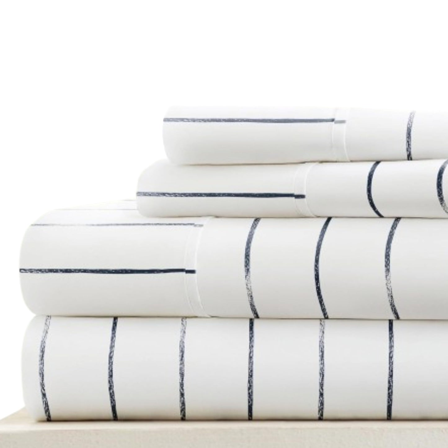 Linen Market 4 Piece Full Bedding Sheet Set (Navy Blue Stripes) - Sleep Better Than Ever with These Ultra-Soft & Cooling Bed Sheets for Your Full Size Bed - Deep Pocket Fits 16" Mattress