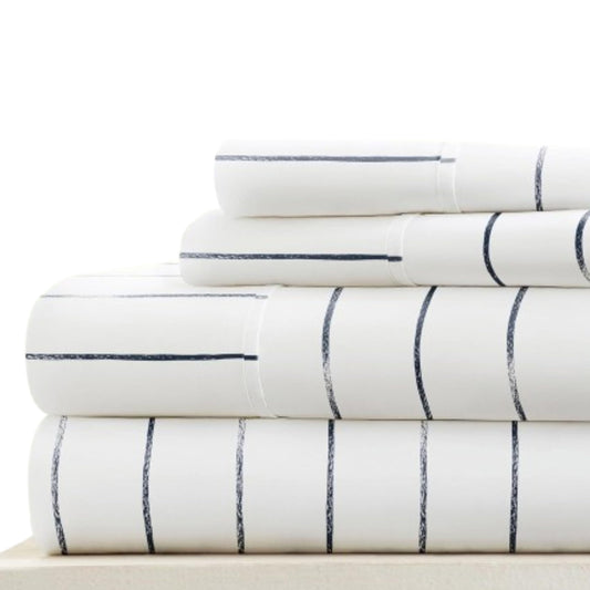 Linen Market 4 Piece Full Bedding Sheet Set (Navy Blue Stripes) - Sleep Better Than Ever with These Ultra-Soft & Cooling Bed Sheets for Your Full Size Bed - Deep Pocket Fits 16" Mattress