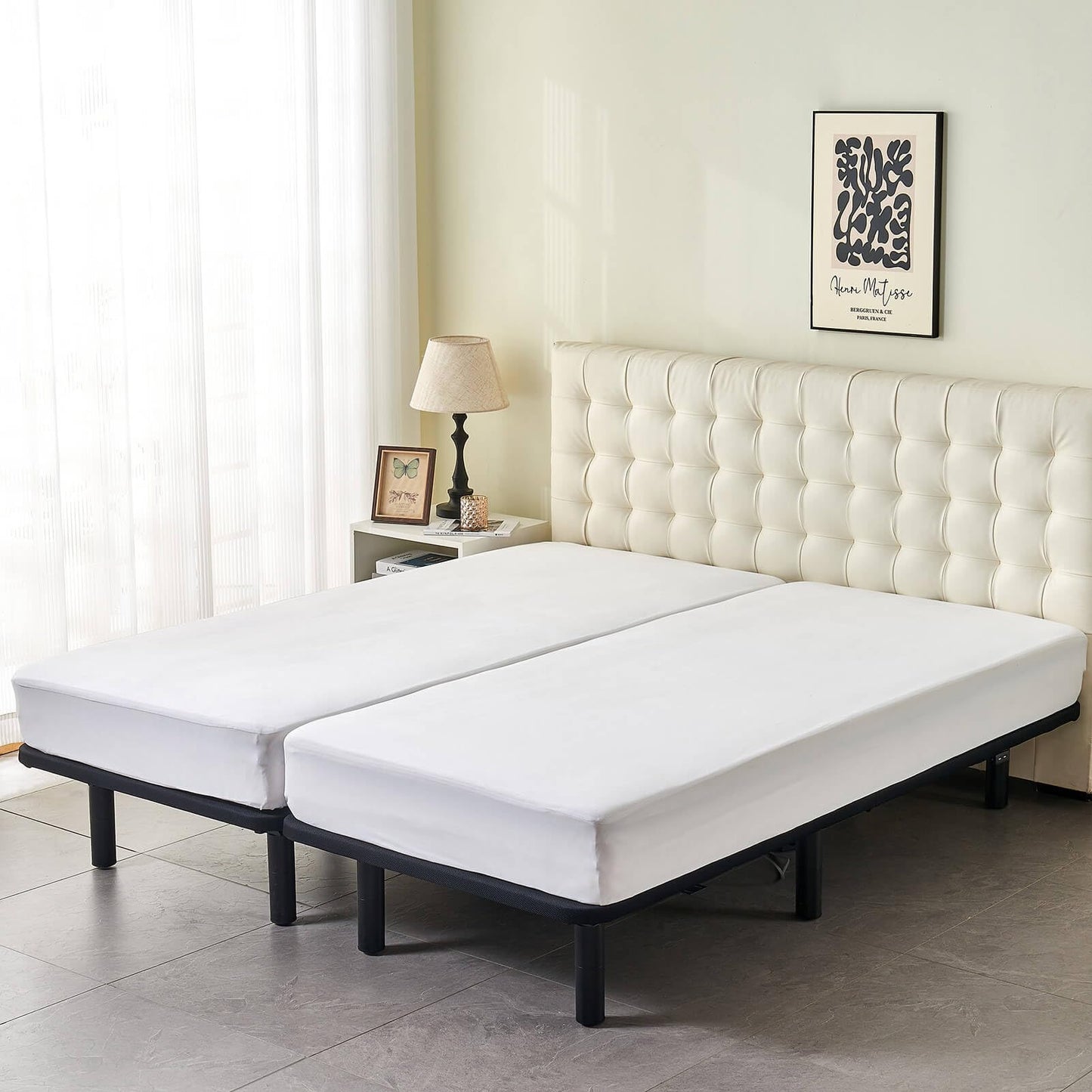 Kingnex Waterproof Split King Mattress Protector for Adjustable Beds Soft Cooling Bamboo Viscose Jersey Fitted Matress Cover