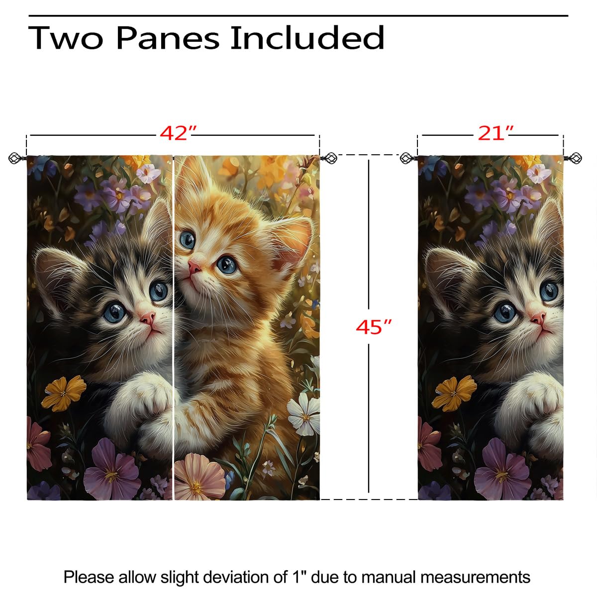ONINUO Cute Cat Blackout Curtains for Girls Boy Home Decor, Funny Kawaii Kitty Lovely Animals Grommet Thermal Insulated Drapes Darkening Window Curtain for Bedroom Living Room, 42 x 45 Inch