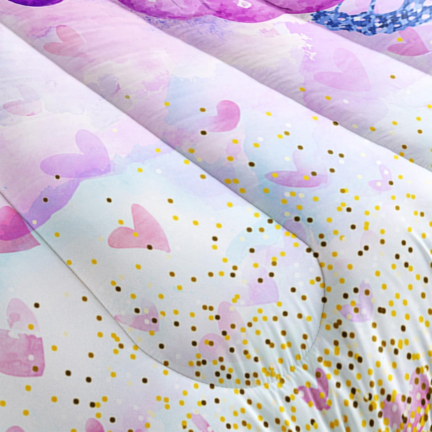 Nttopship Violet Butterfly Comforter Set 3 Pieces Bedding Set for Kids Teen Boys King Size ，Cute Flower Butterfly Bedding Set for Bedroom Soft Microfiber All Season 3pcs(1 Comforter & 2 Pillowcases)