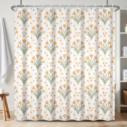 Xiazhilaio Boho Floral Shower Curtain with Hooks 71x74 Inch