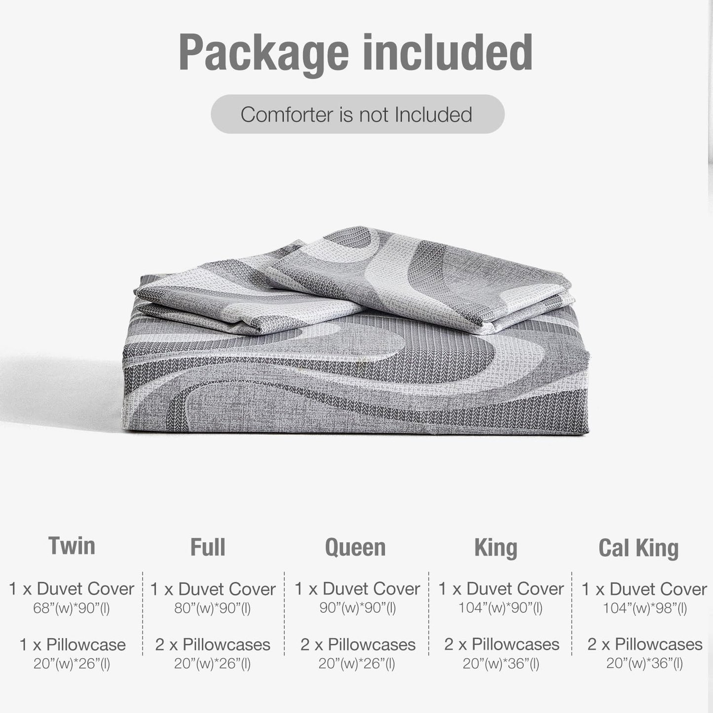 Lekesky Grey Duvet Cover King Size, Abstract Geometric Print King Duvet Cover Set, 3 Pieces Soft Microfiber Duvet Cover Modern Bedding Set (1 Duvet Cover 104"x90", 2 Pillowcases 20"x36")