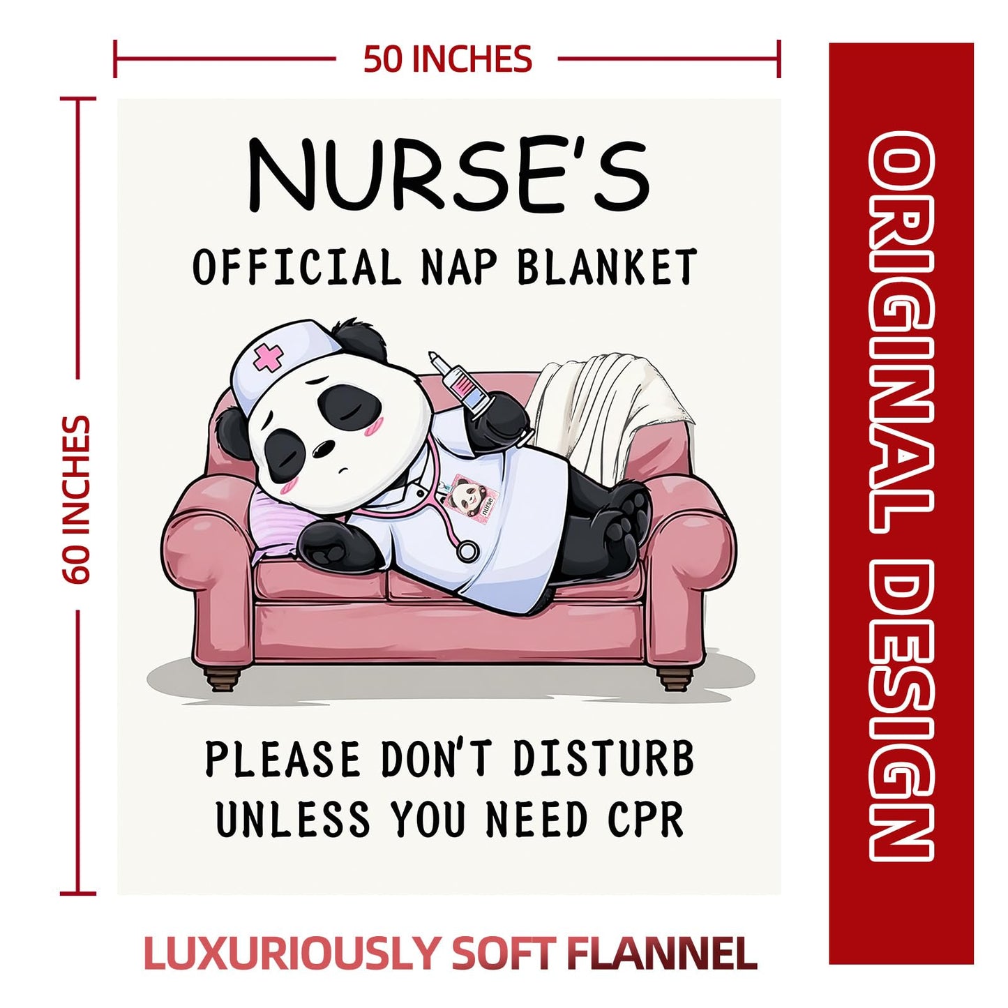 Nurse Appreciation Gifts for Women, Nurses Week/Day Gift for Her, Nursing Graduation Gifts - Funny Flannel Panda Blanket, LPN RN Birthday Gift for Nurses Practitioner Nursing Student, 60" x 50"