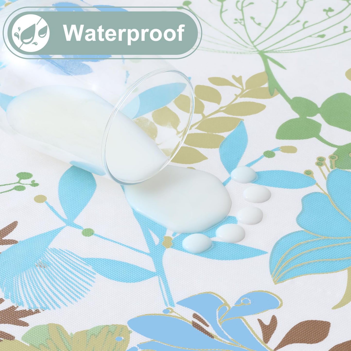 misaya Rectangle Waterproof Vinyl Table Cloth, Wipeable Tablecloth with Flannel Backing, Plastic Table Cover for Dinner, Picnic, Indoor and Outdoor (Leaves, 52" x 70")