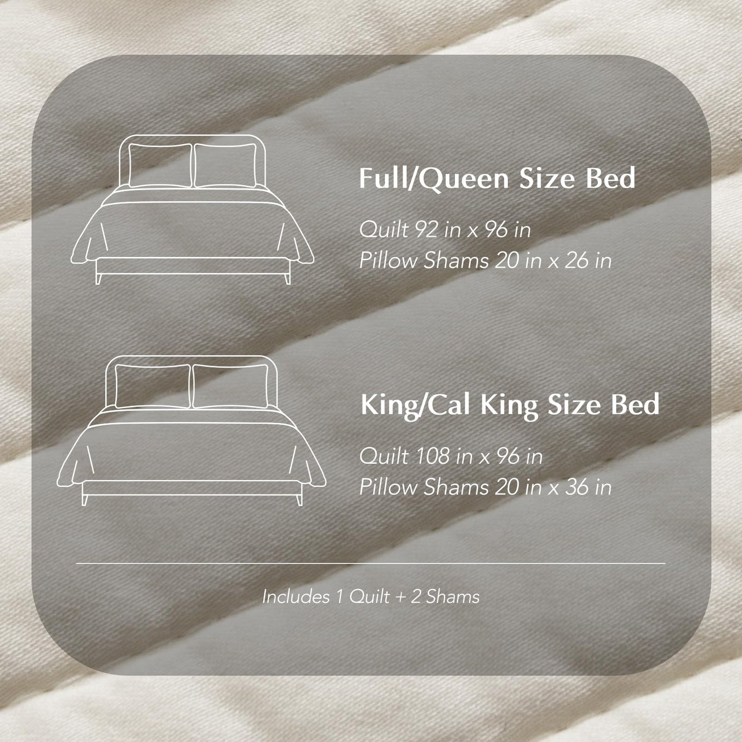 EVERGRACEHOME Cotton Sateen Quilt Set Queen Size, Pre-Washed Cotton Channel Stitch Coverlet Bedspread, 3 Pieces Lightweight Soft Bedding Sets for All Season, with 2 Pillow Shams, Cream