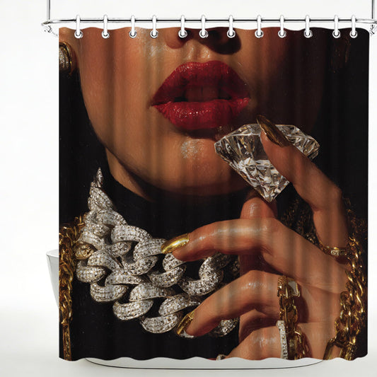 LeAquaNook Vintage Black Girl Women Shower Curtain Luxury Fashion Art Shower Curtain Sets for Bathroom Decor African American Bathtub Curtain Fabric Waterproof