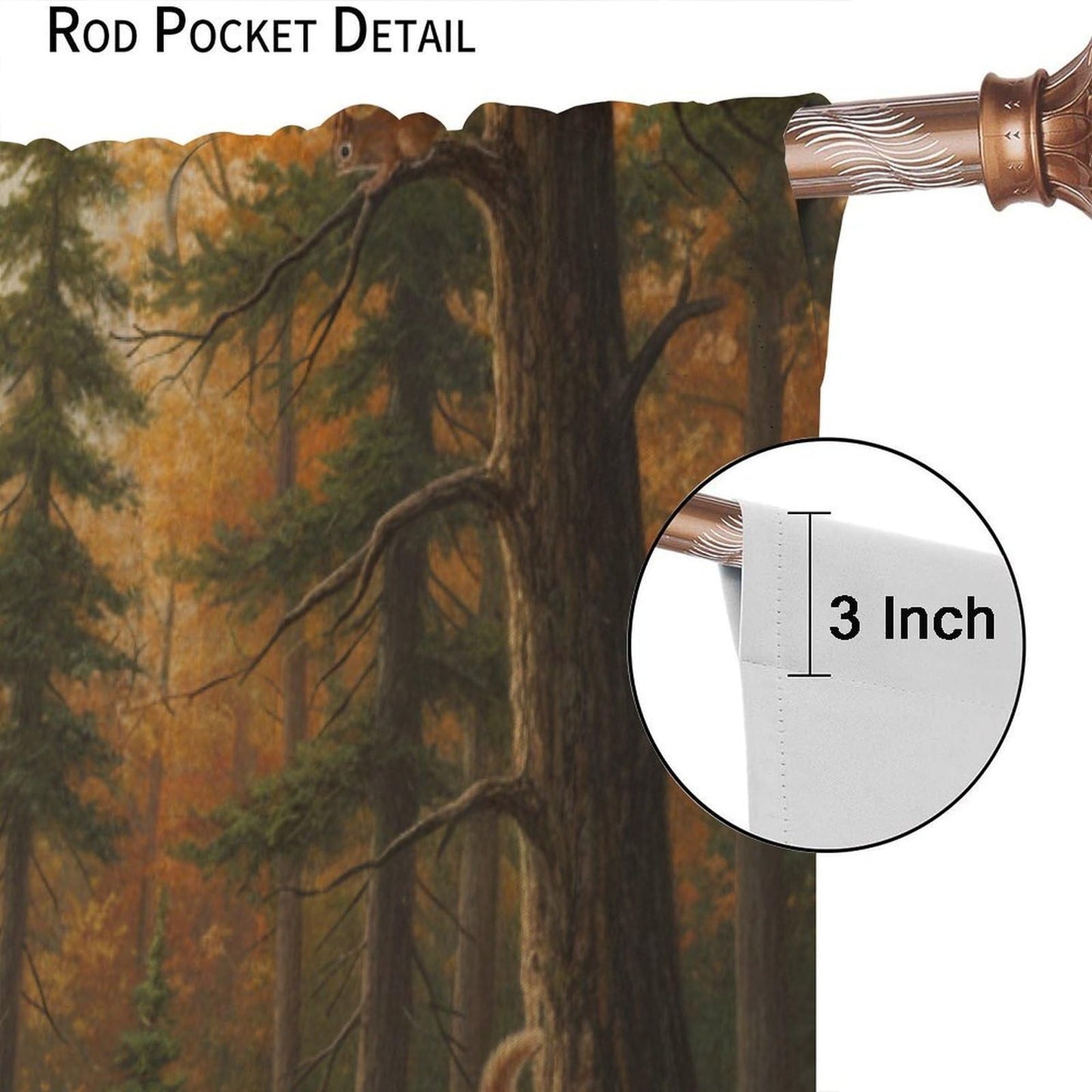 PHTAYOT Rustic Cabin Deer Curtains Farmhouse Country Farm Forest Wildlife Deer Pattern Decor Window Drapes for Bedroom Living Room,2 Panels Set,42x45 Inch