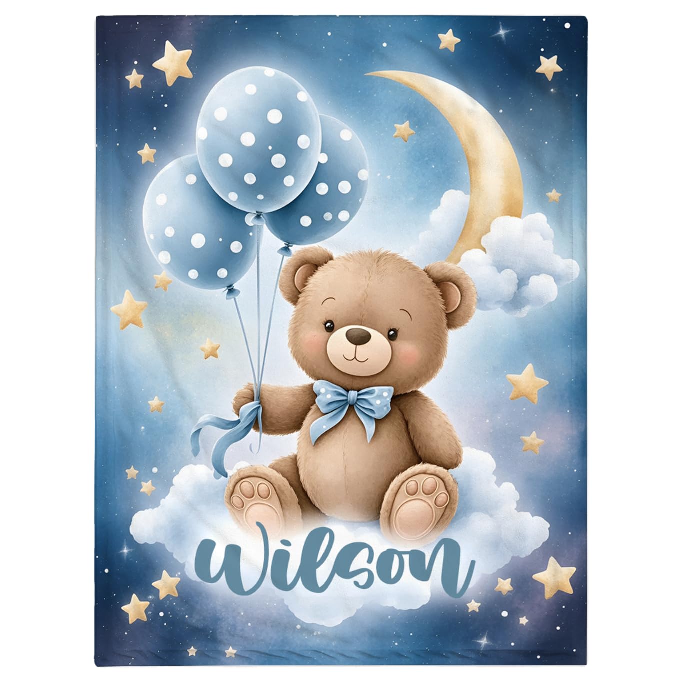 UJDUYSD Personalized Baby Blanket for Boys, Custom Baby Blanket with Name Super Soft Personalized Name Blankets for Kids, Custom Bear Blankets for Infant Toddler Gifts for Birthday