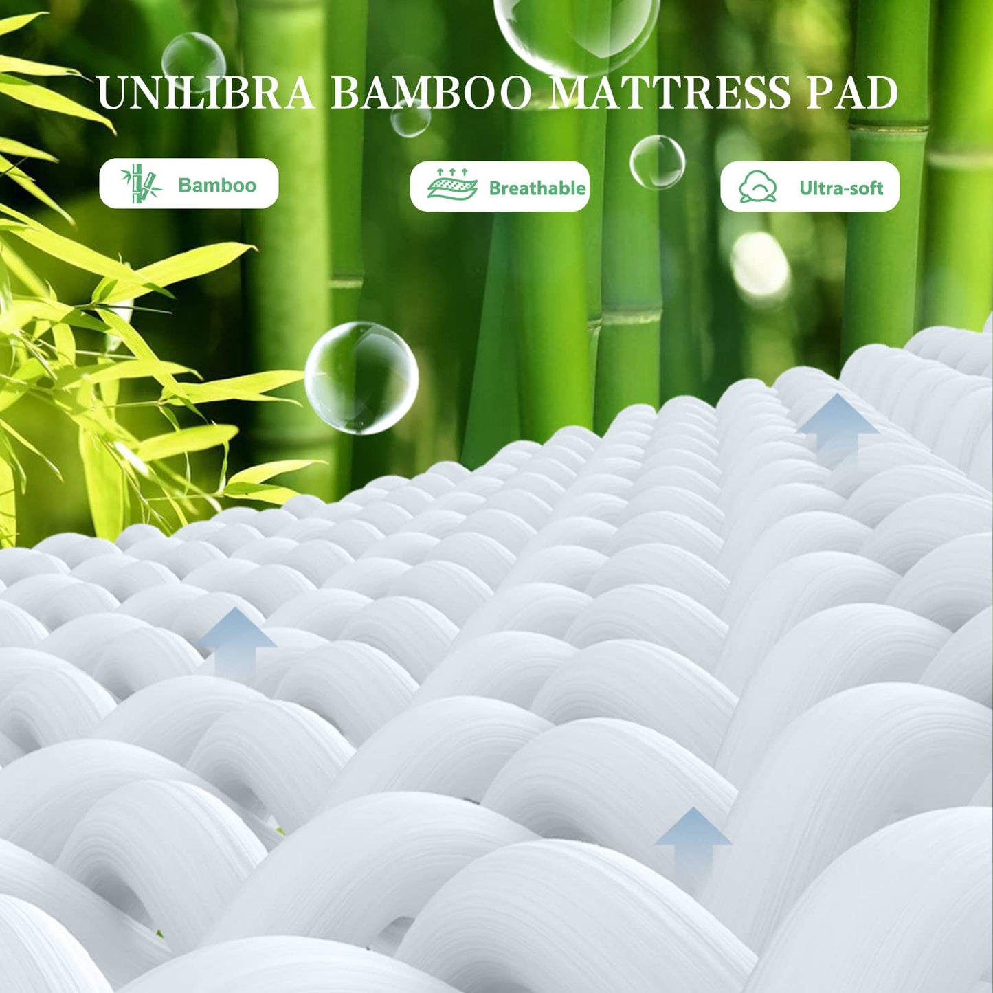UNILIBRA Twin XL Size Mattress Pad Cooling Rayon from Bamboo, Quilted Fitted Mattress Protector Pillow Top Mattress Cover with Deep Pocket Up to 19 Inches, Ultra Soft Filling Mattress Topper