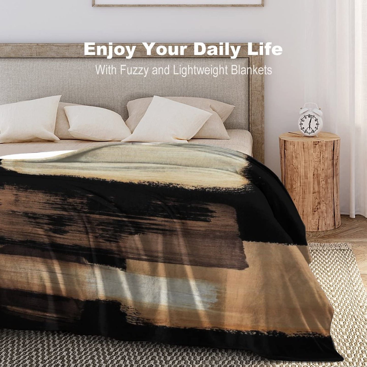 Black Brown Flannel Fleece Throw Blankets 50"X40" Lightweight Fluffy Winter Fall Blanket Cozy Soft Fuzzy Plush Home Decor for Couch Bed Sofa Bedroom Living Room Travel