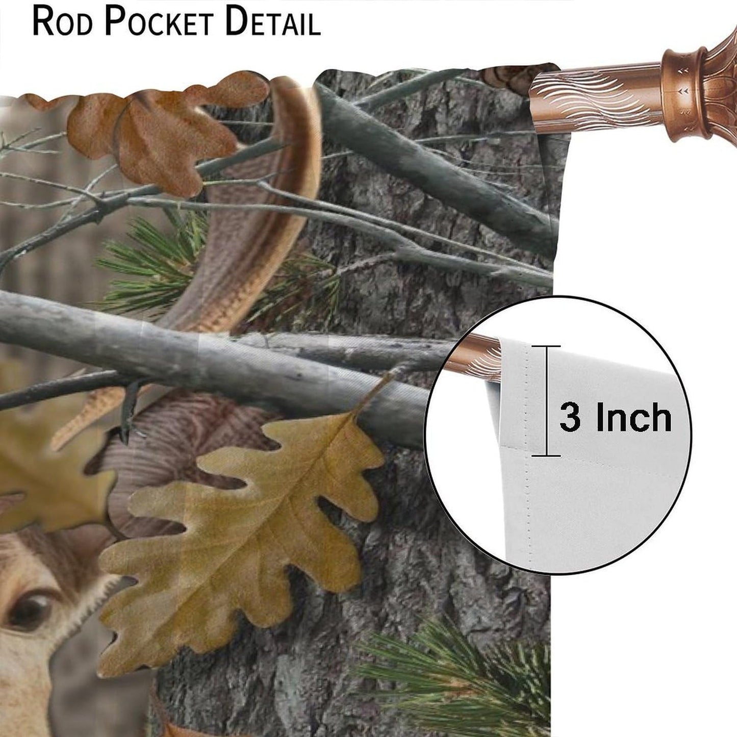 Yearn Jear Forest Camouflage Deer Curtains, Forest Camo Oak Branches Leaves Mossy Hunting Lodge Camp Cabin Theme Windows Door Curtain for Bedroom Living Room Home Decor 42x45in Decor