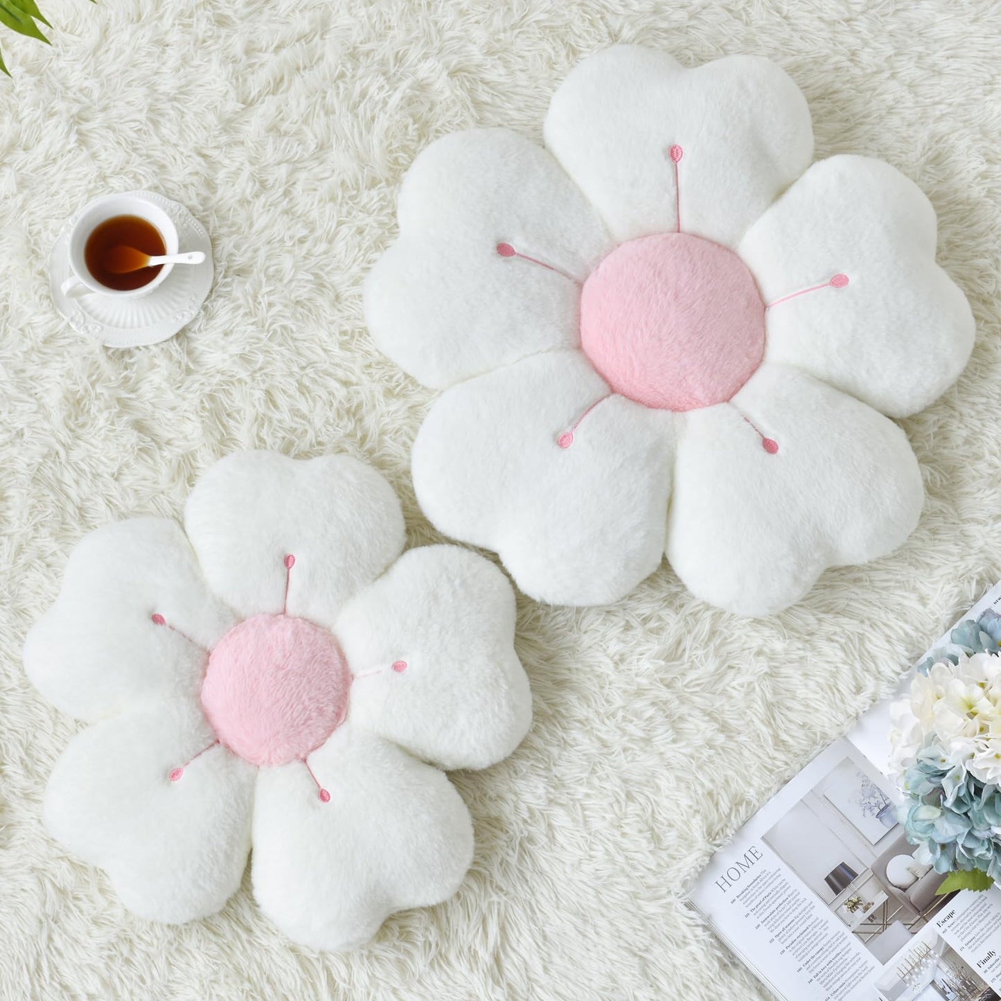 Ddliury Flower Pillow, Cute Decorative Throw Pillows for Couch Bed