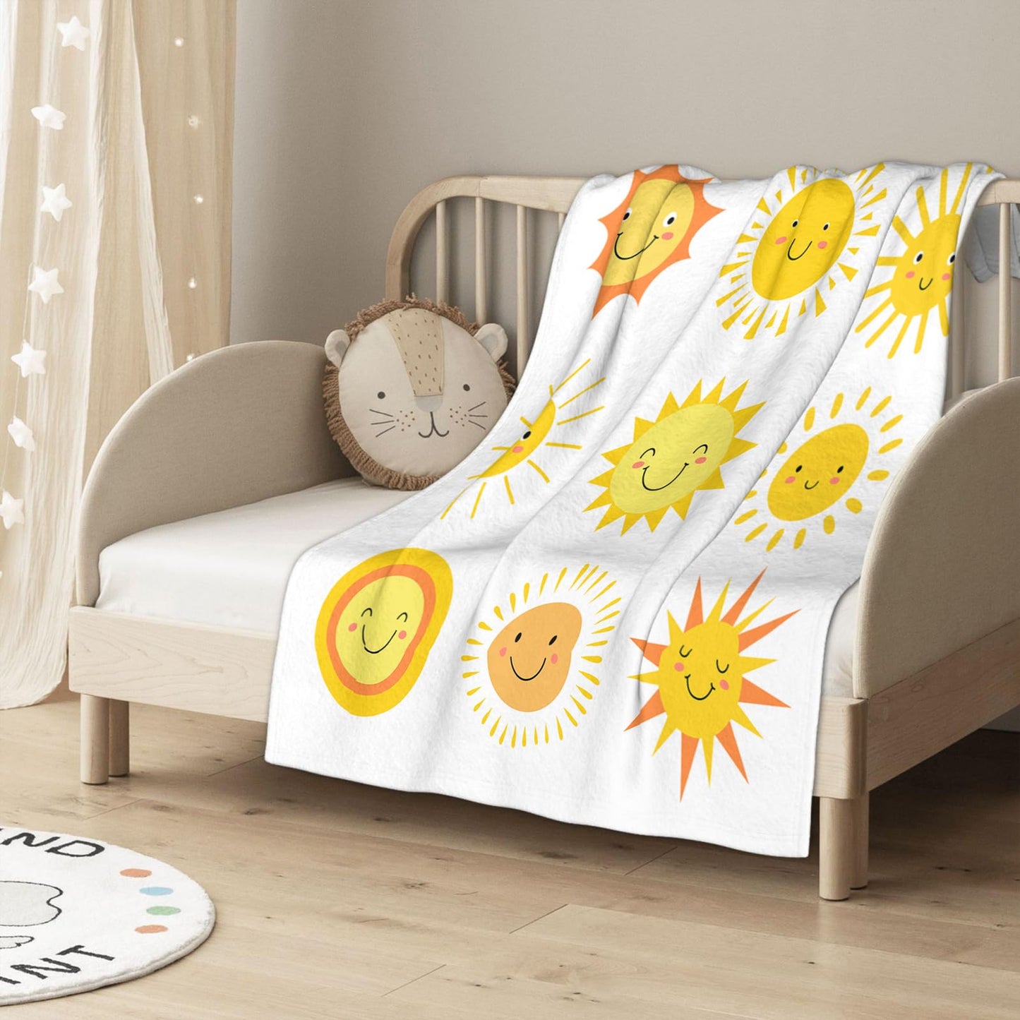 Throw Blanket 50x60 Inch,Funny Summer Sunshine Cozy Soft Lightweight Fuzzy Flannel Blanket Suitable for Couch Bed Sofa Living Room in All Seasons
