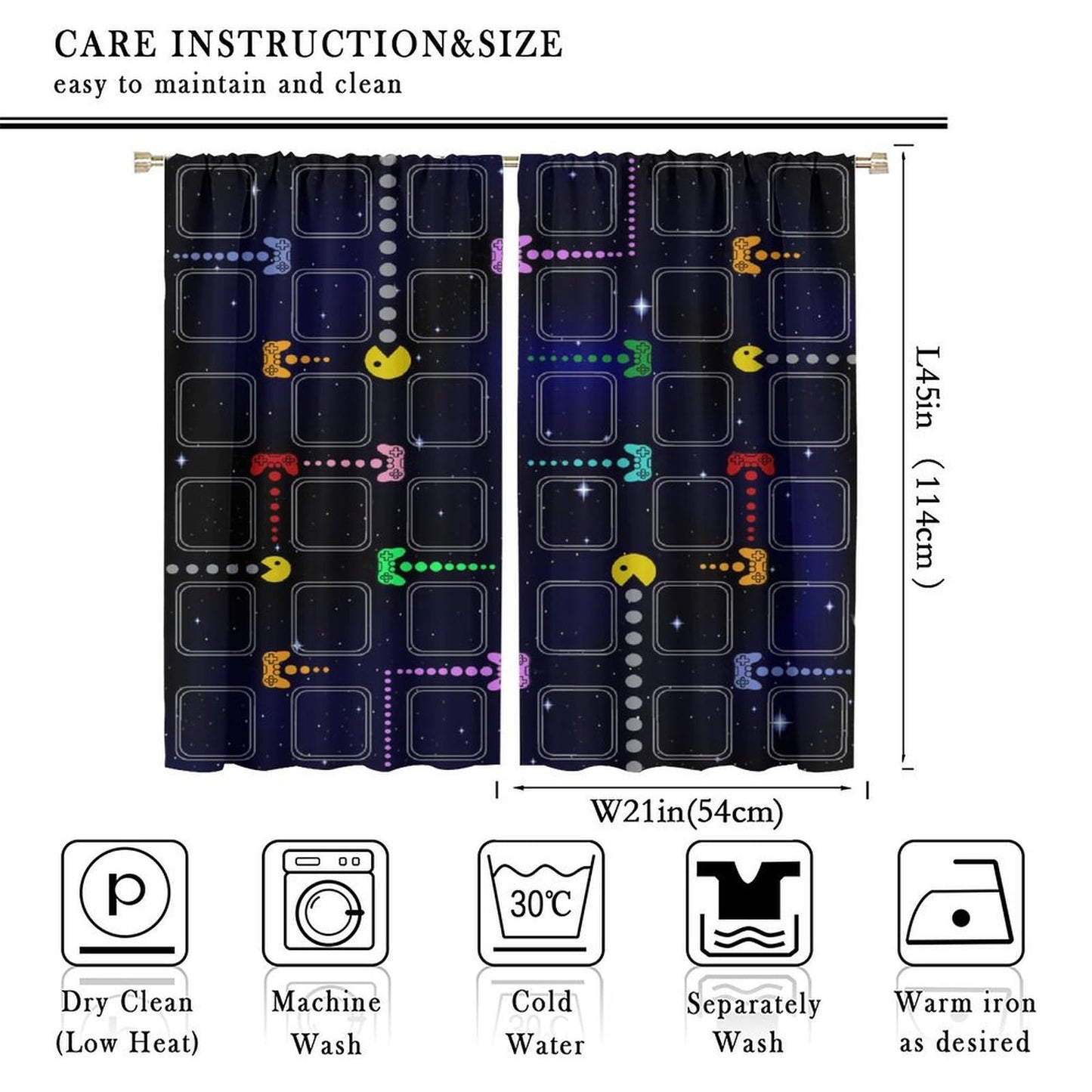 SENRUEGT Gaming Curtains for Boys Game Room Decor,Gamer Curtains for Teens Kids Star Universe Plaid Game Controller Print Window Treatments for Playrooms Bedroom 42x45 Inch, Style-2