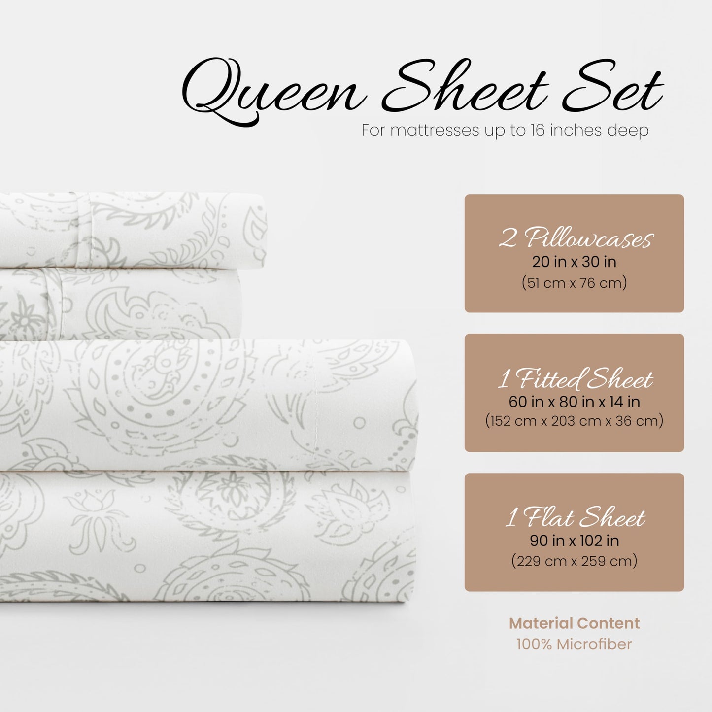 Linen Market 4 Piece Queen Sheet Set (Gray Floral) - Sleep Better Than Ever with These Ultra-Soft & Cooling Bed Sheets for Your Queen Size Bed - Deep Pocket Fits 16" Mattress