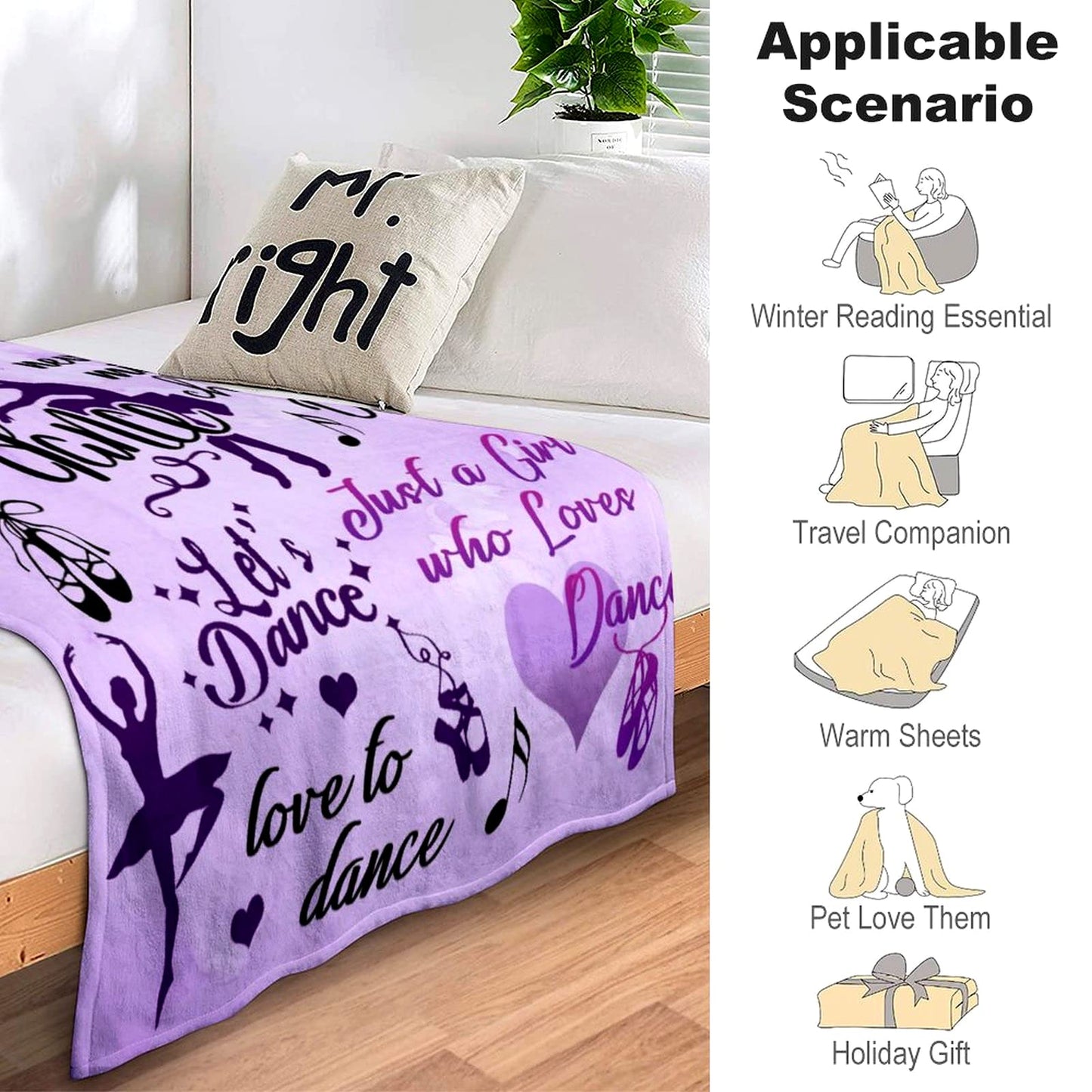 MIBDDK Dancer Gifts Blanket Dance Life Flannel Fleece Throw Blankets for Sofa Couch Bed Office All Season 50"X40"
