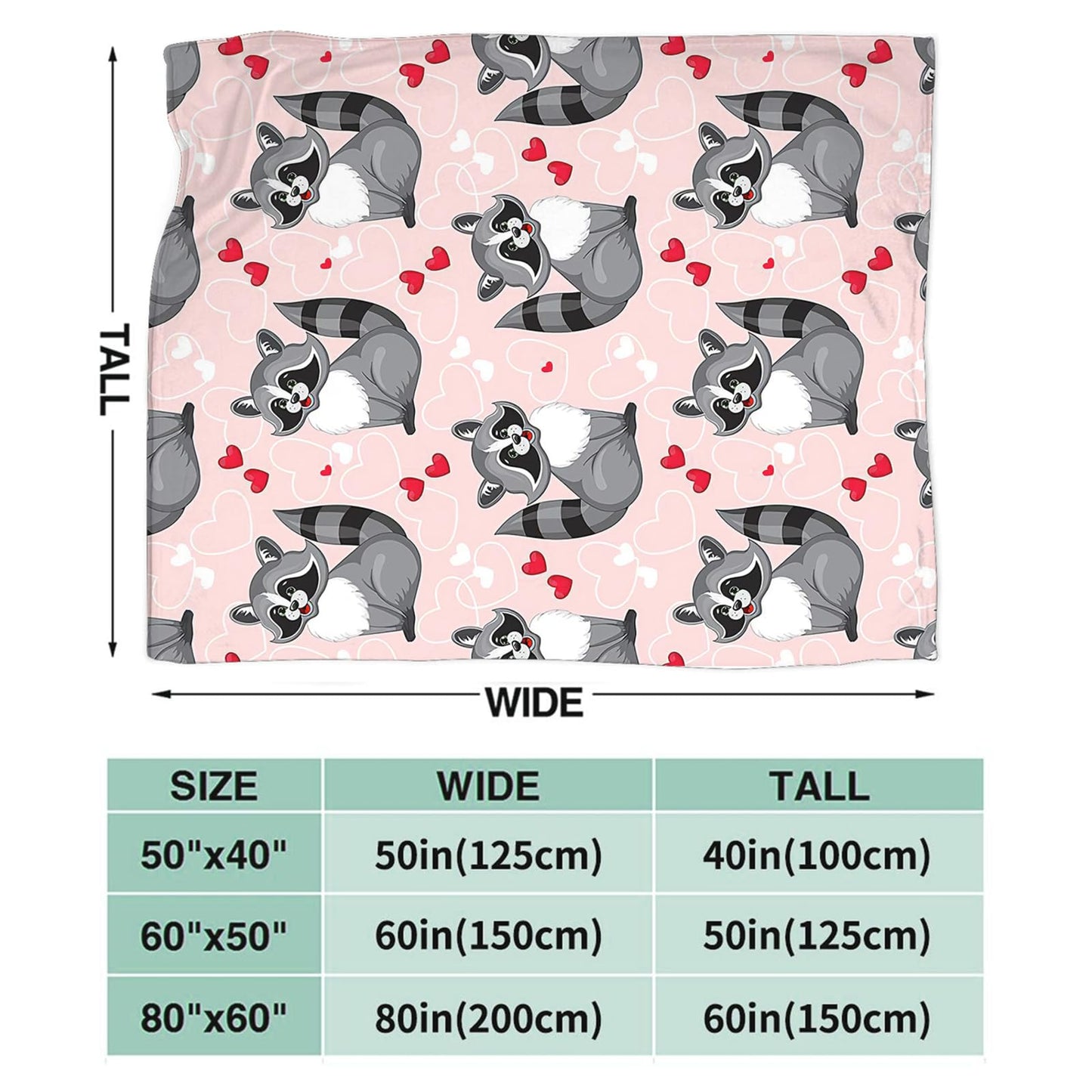 Tijuboni Pink Raccoon Throw Blanket Raccoon Gifts for Girls Boys Women Men Kids Adults Soft Flannel Fleece Blanket for Couch Sofa Bed Home Decor 40"x50"