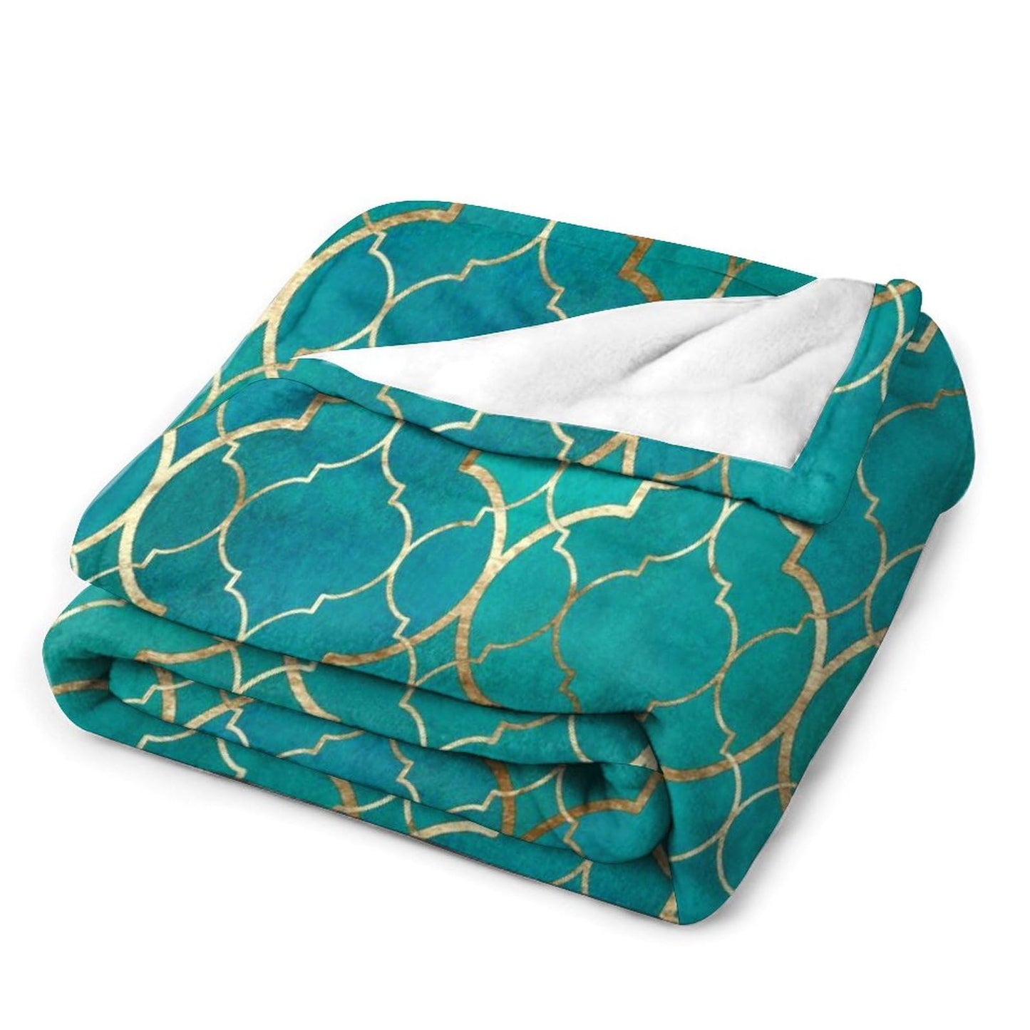 ZhiRain Turquoise Teal Marble Throw Blanket Gold Yellow Mandala Geometric Texture Boho Retro Blanket for Sofa Bed Couch Chair Or Dorm 30"x40"