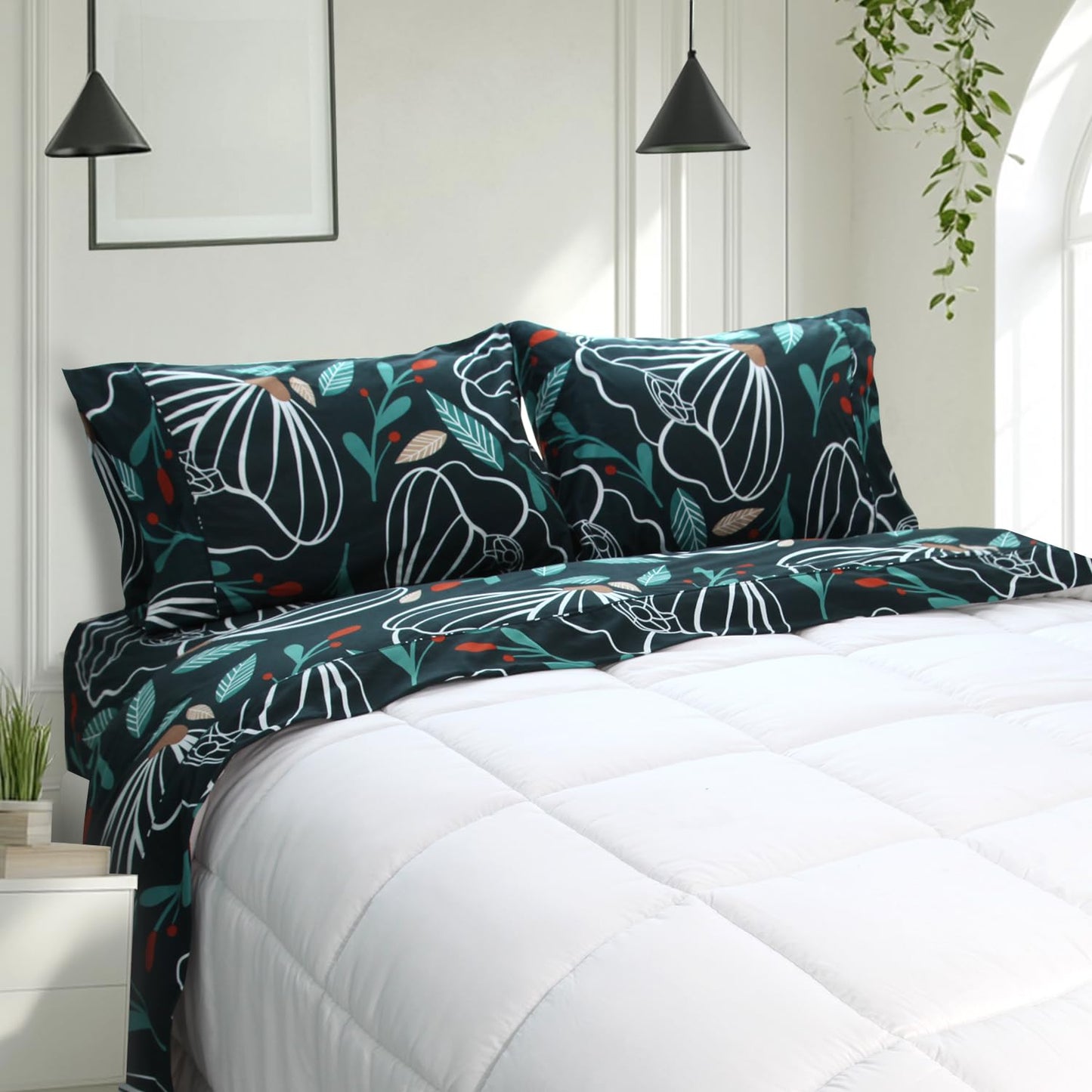 Ramesses Flannel Bedding Sheet Set Full-Polyester Printed Microfiber Plush Flannel Stain Resistant-Soft and Durable-4-Piece Bedding(Green, Full)