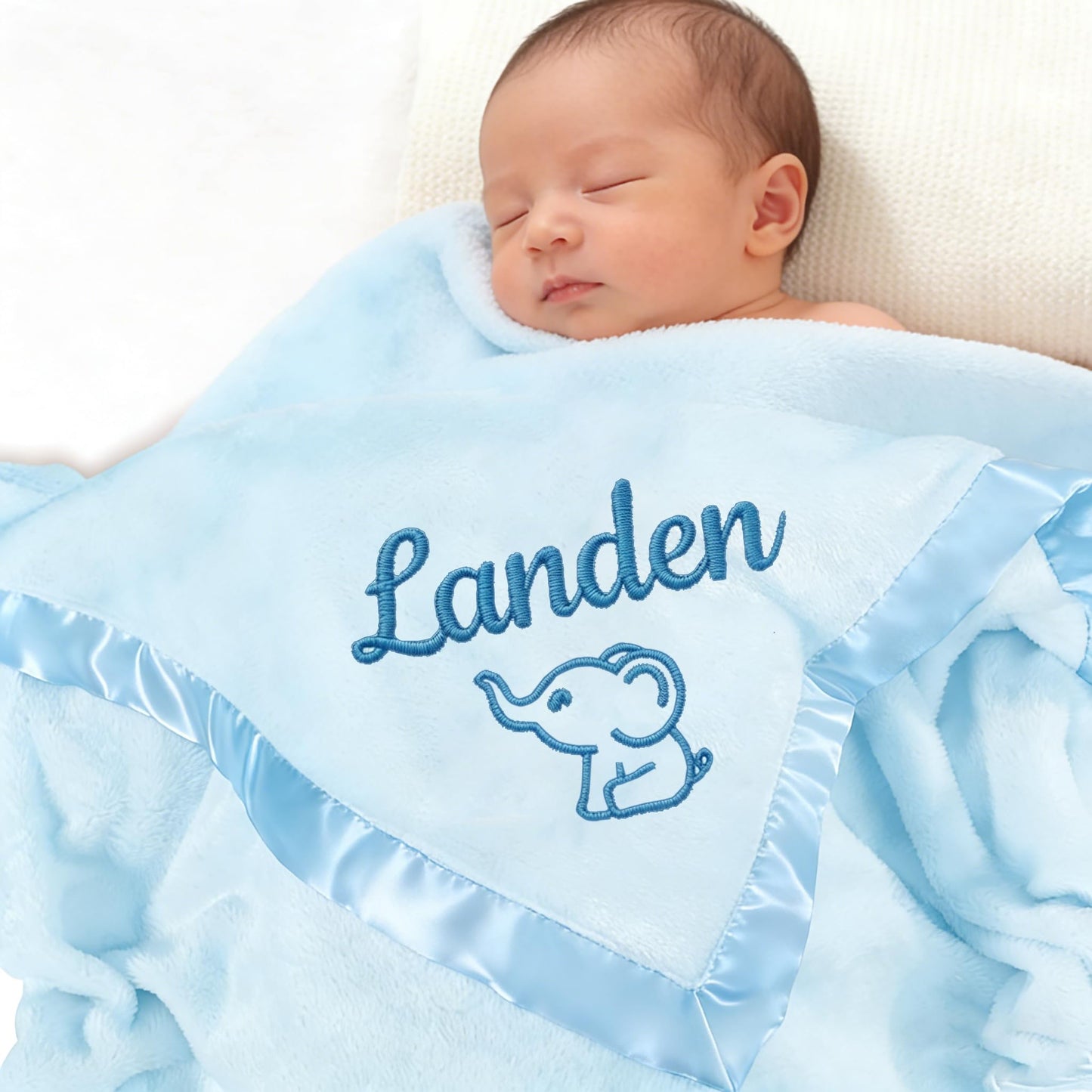 Personalized Baby Blanket with Embroidered Name,Custom Baby Receiving Blankets Soft Fleece Toddler Blanket for Newborn Baby Boy Shower Gifts -36" x 36"