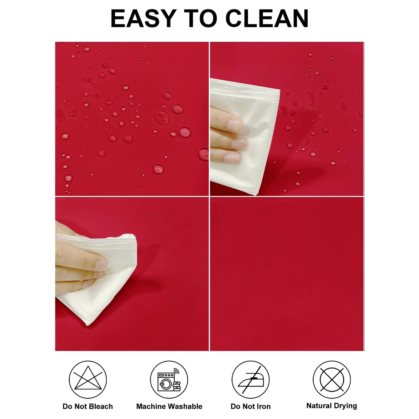 Fokitut 2 Pack Waterproof Square Tablecloth, 52x52 Inch, Stain Resistant and Wrinkle Polyester Table Cloth, Fabric Table Cover for Kitchen Dining, Wedding, Party, Holiday Dinner-Red