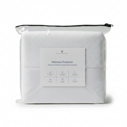 Westbrooke Waterproof Queen Size Mattress Protector | Breathable Terry Bed Cover | Fitted Pocket Sheet | Smooth, Soft & Noiseless | Machine Washable, Eco-Friendly