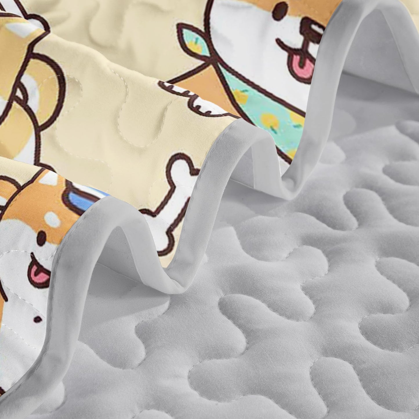 XYNHML Kawaii Corgi Dog Animal Quilts Bedding Twin 3Pcs Cartoon Yellow Black Pet Puppy Dogs Quilt Bed Set Lightweight Soft Bedspreads Coverlet with 2 Pillowcases for Kid Boy Girl Teen Adult Bed Decor