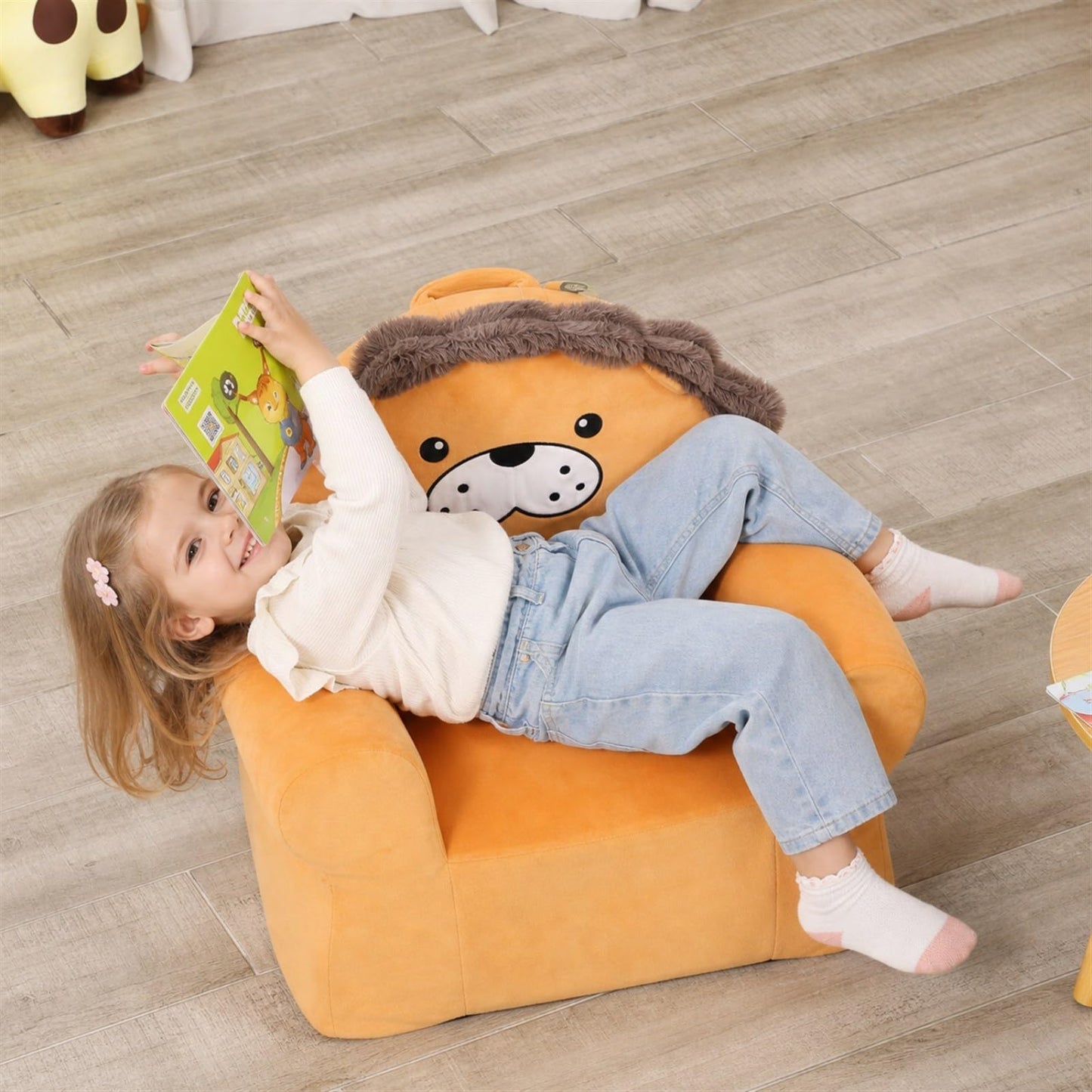 MOMCAYWEX Cuddly Toddler First Chair, Premium Character Chair, Yellow, 18 Month up to 3 Years
