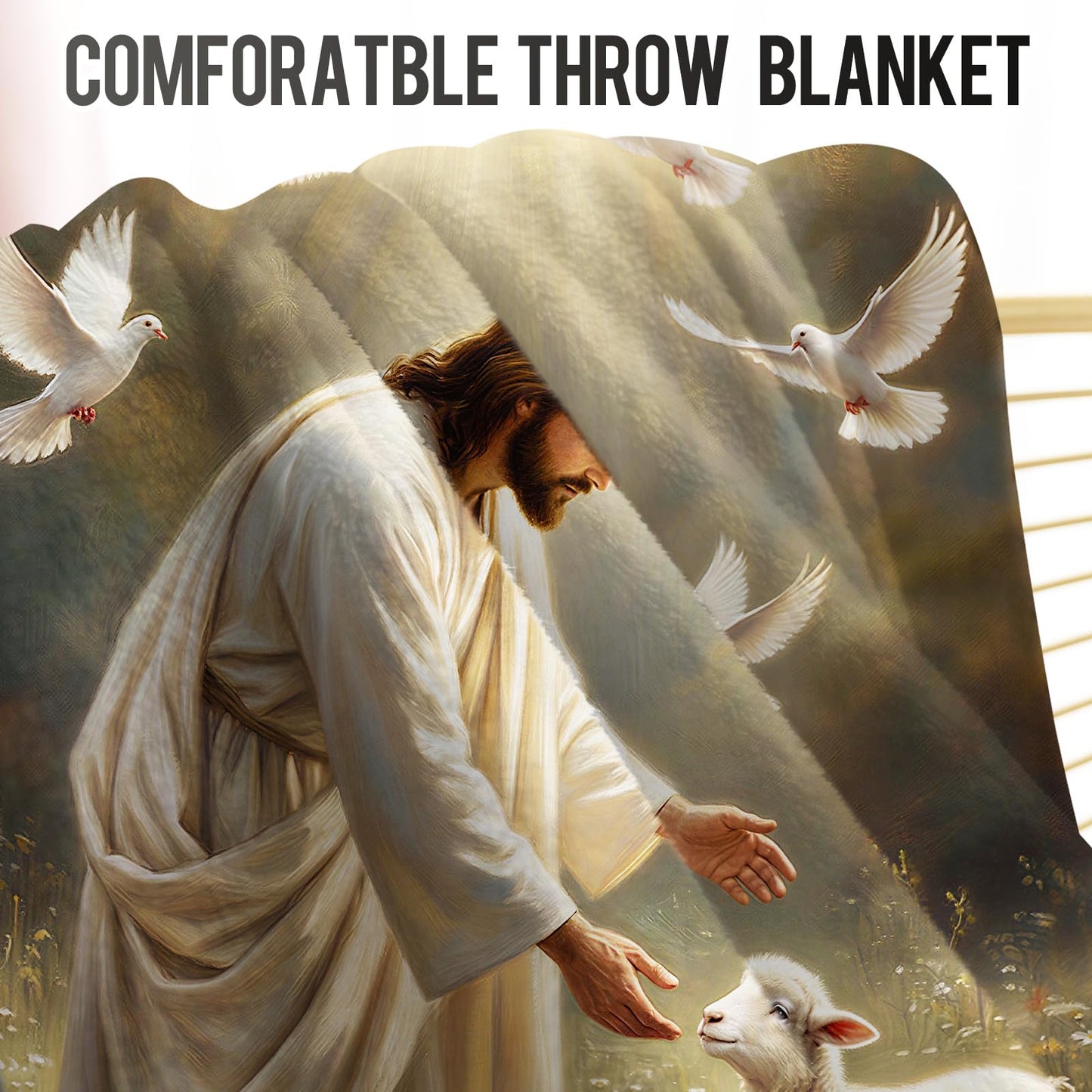Levens Christian Inspirational The Lord is My Shepherd Flannel Throw Blanket 50x60 | Soft Lightweight Cozy Decorative Blanket for Gift, Living Room, Couch, Dorm, Office, Car, Camping, Nap