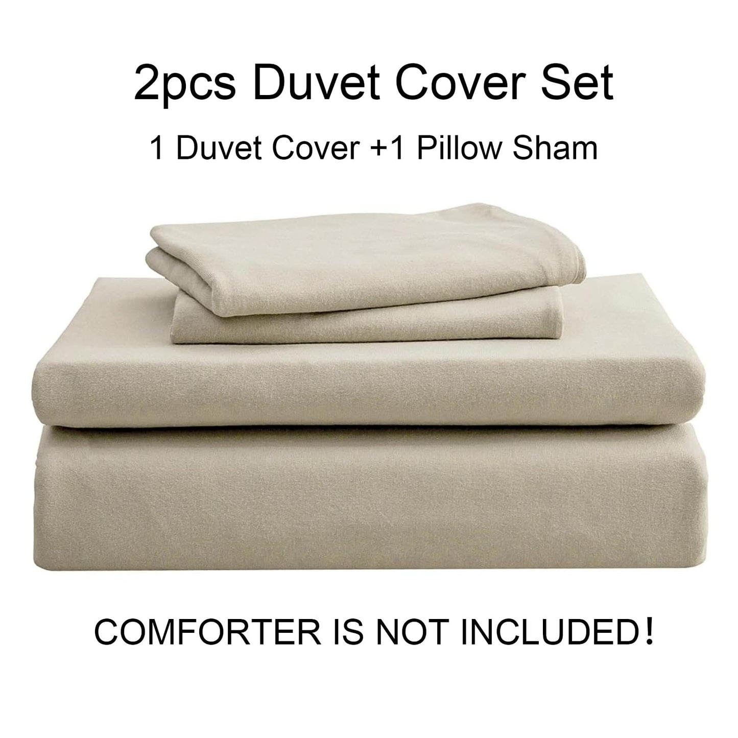 PURE ERA Jersey Knit Duvet Cover Set 100% T-Shirt Cotton Super Soft Comfy 2pc Bedding Set with Zipper Closure (Solid Dark Beige, Twin)