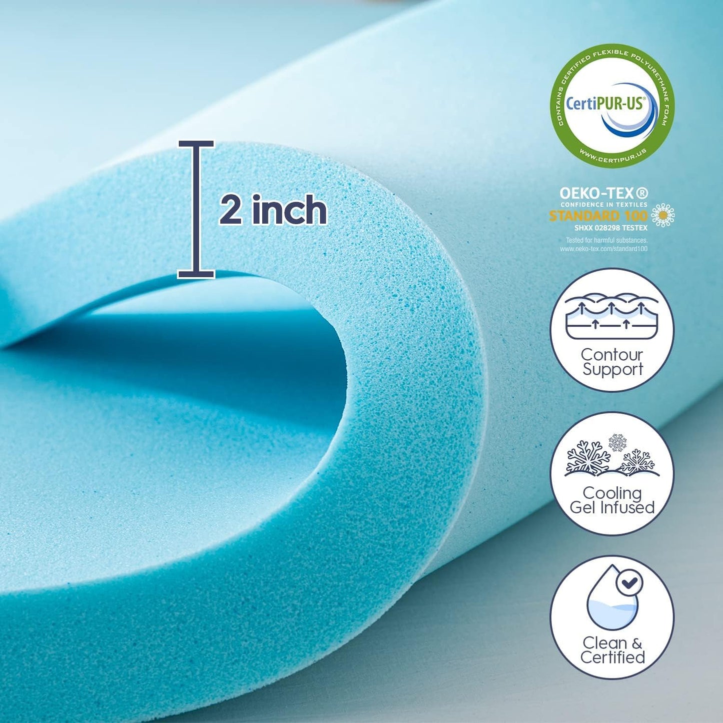 ELEMUSE Dual Layer 3 Inch Memory Foam Mattress Topper Full, 2 Inch Cooling Gel Memory Foam Plus 1 Inch Down Alternative Pillowtop Mattress Pad with Cooling Cover, Soft Comfort Support, Grey