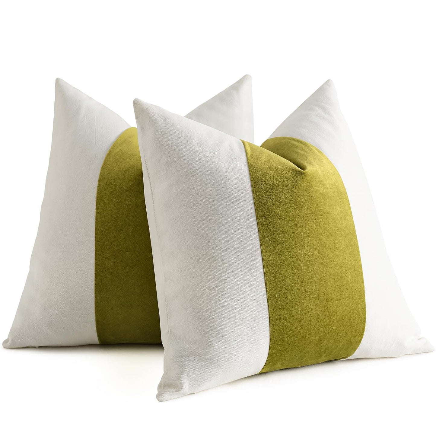 AmHoo Pack of 2 Velvet Panel Cotton Pillow Covers Decorative Pillowcase Cushion for Couch Sofa Bedroom 18 x 18-Inch Spinach Green