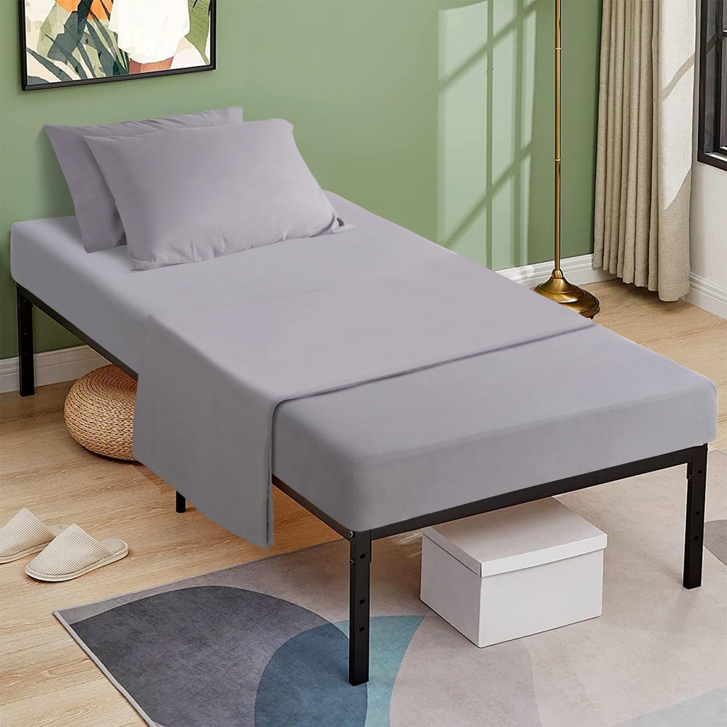 URZGU Cot Sheets 31" x 75", 4 Piece Cot Sheet Set, Fitted for Narrow Twin Mattress/RVs Bunk/Camper Bunks/Guest/Army Cots, Soft & Breathable Camper Bedding Set, Gray