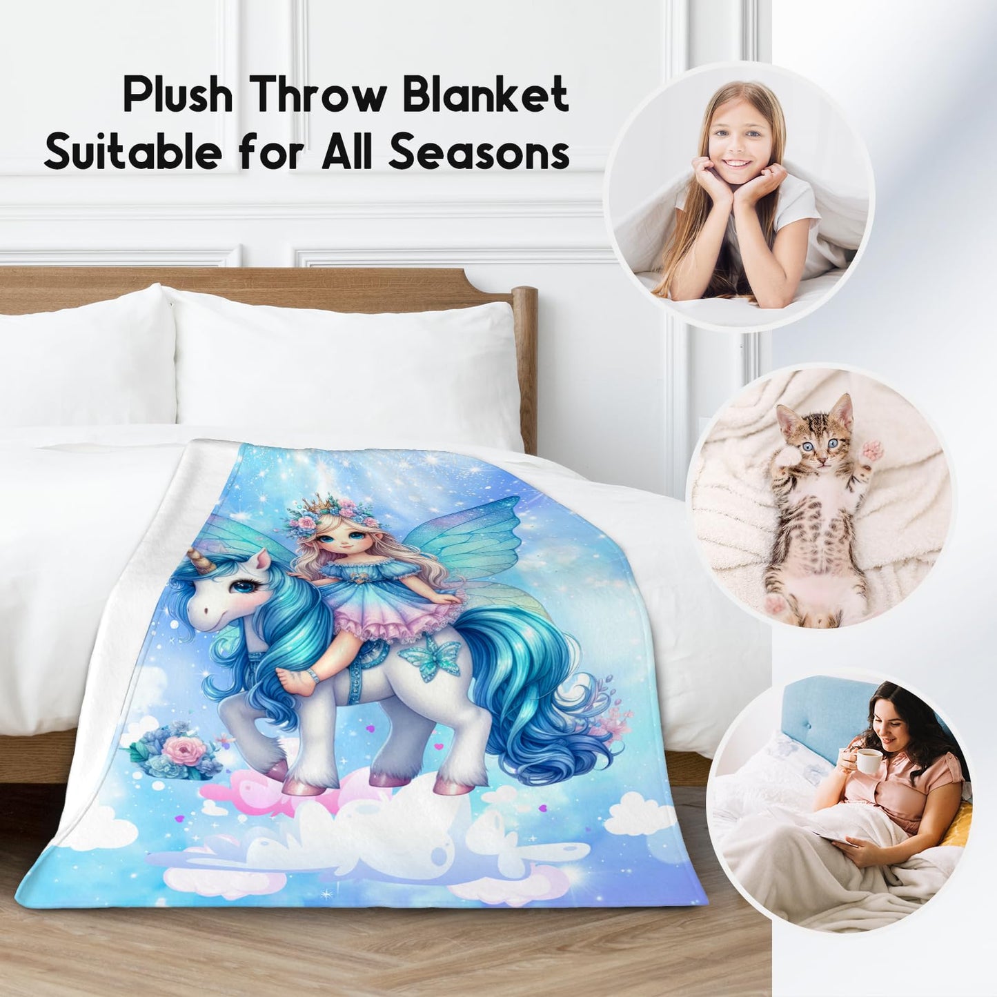 Blanket for Girls, Unicorn Blanket for Kids, Unicorn Gifts Soft Lightweight Throw for Sofa Couch Bed, 50"x60"
