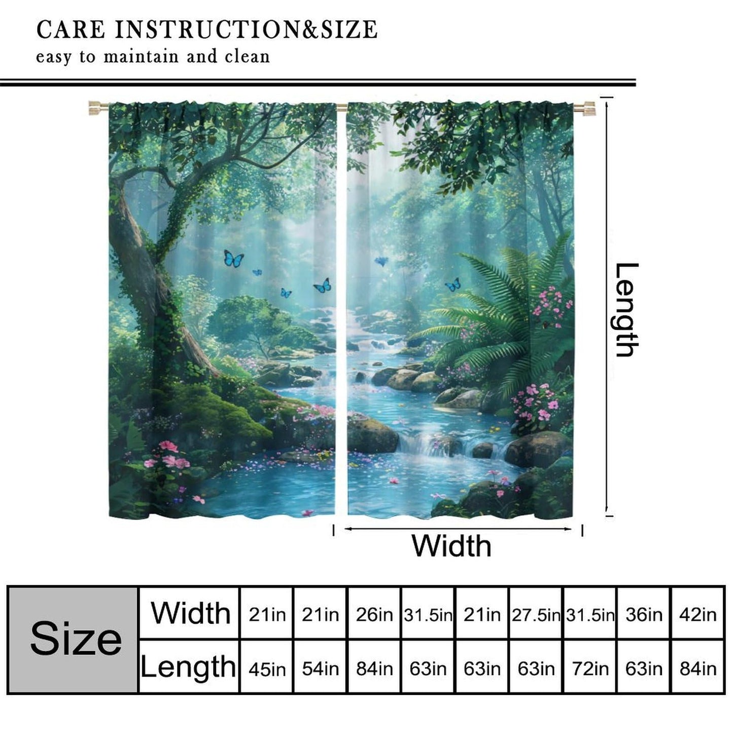 UFUH Nature Forest Curtains,Green Spring Scenery Landscape Blackout Window Treatments for Bedroom Living Room,2 Panels Set Total Size 42 x 45 Inch