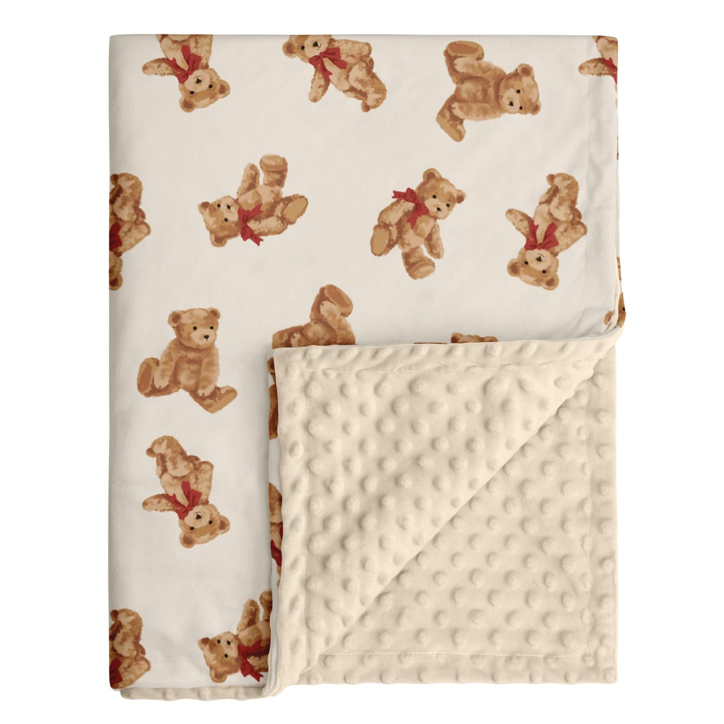 CIVARUA KIDS Bear Minky Baby Blanket, Ultra Soft Cozy Nursery Blanket for Unisex Boys Girls, Fluffy Toddler Infant Newborn Warm Nursery Bed Blankets for Crib Stroller or Carseat, 30”×40”, Beige