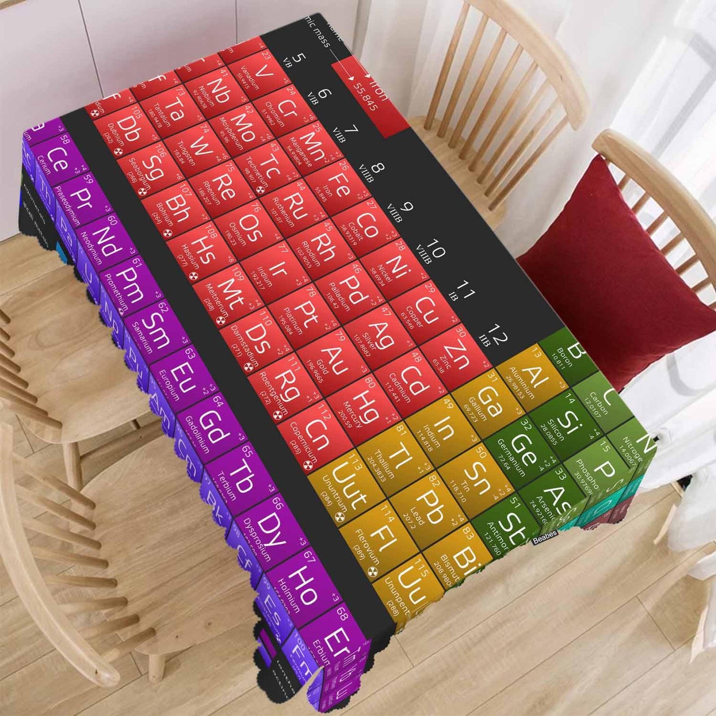 Beabes 52x70 Inch Tablecloth Periodic Table of The Elements, Chemistry Atomic Number Non-Fading Table Covers Kitchen Dinning Tabletop Decoration, Washable Table Cloth for Outdoor and Indoor Use