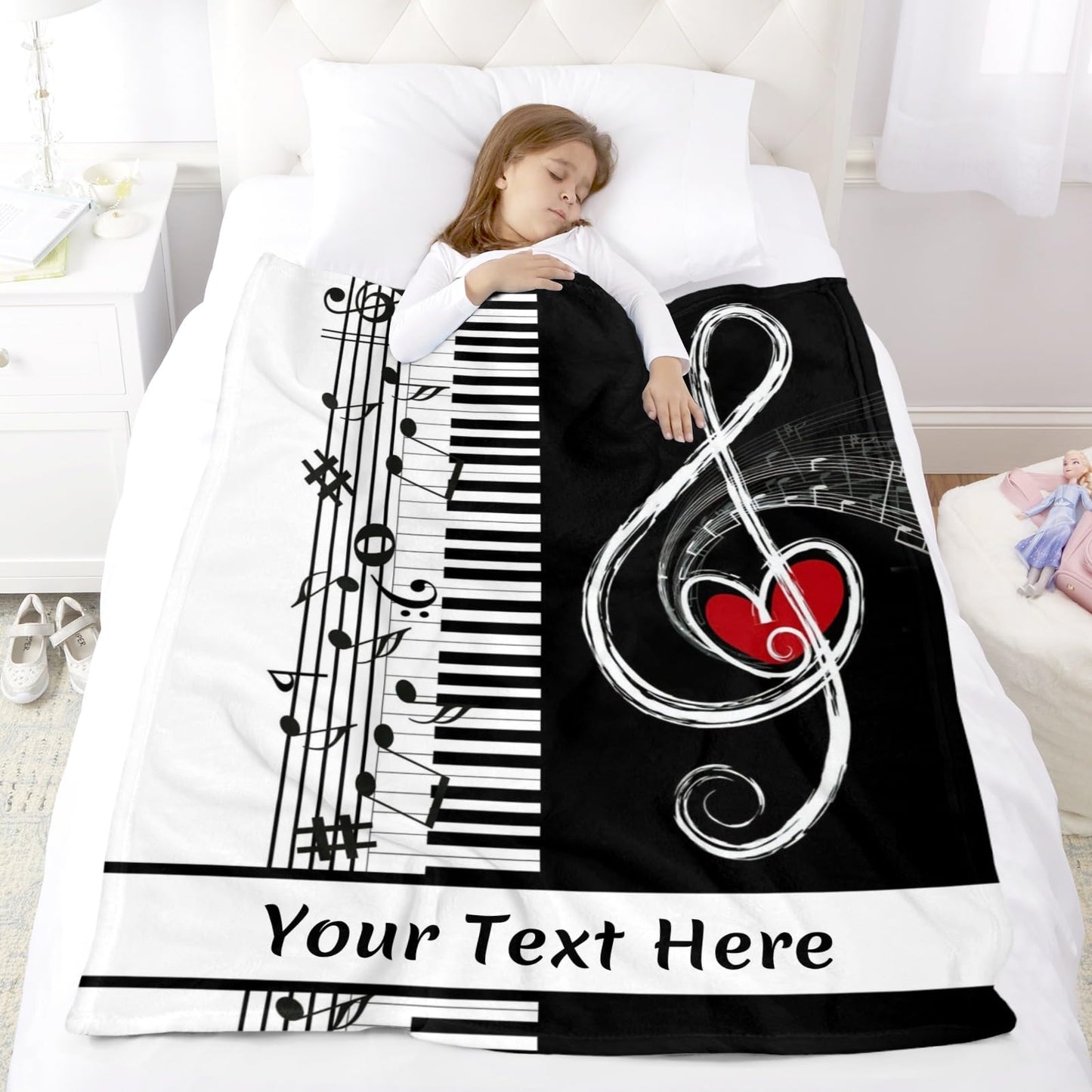Piano Note Blankets and Throws, Customized Blanket with Name, Soft and Comfortable, 30" x 40"