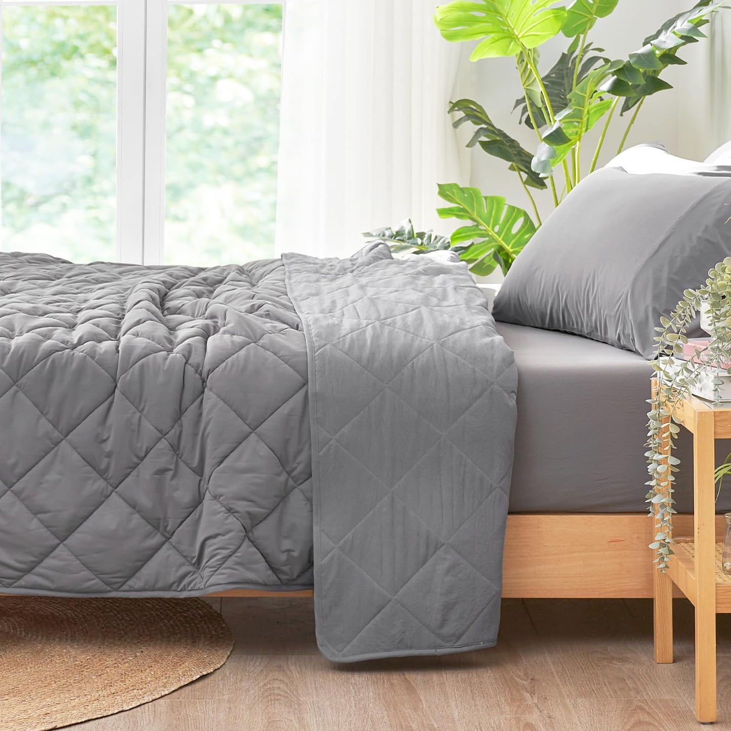 Cozy Bliss Cooling Blanket for Hot Sleepers Queen Size, Q-Max 0.45 Cooling Comfort, Cold Blankets for Night Sweats Sleeping, Ultra-Cool Lightweight Breathable Blanket for Bed, Glacial Grey