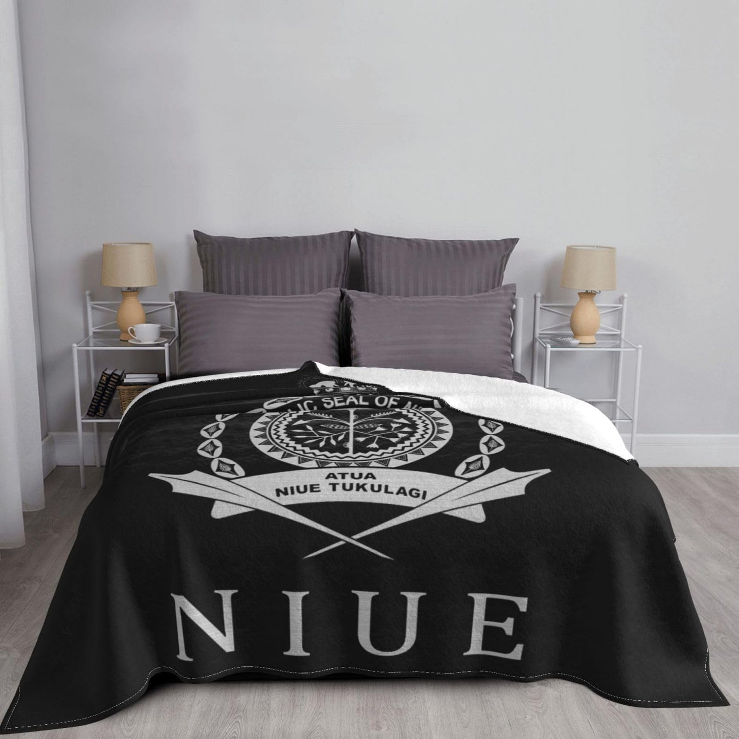 Niue Flag Logo Blanket Super Soft Flannel Blanket Comfy Couch Lightweight Blankets Warm Plush Throw Blankets for Couch, Bed, Sofa Cozy for All Seasons 80"X60"